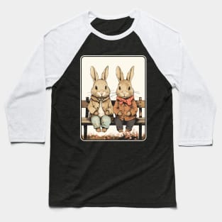 Easter Rabbits On Park Bench Bunny Lovers Baseball T-Shirt